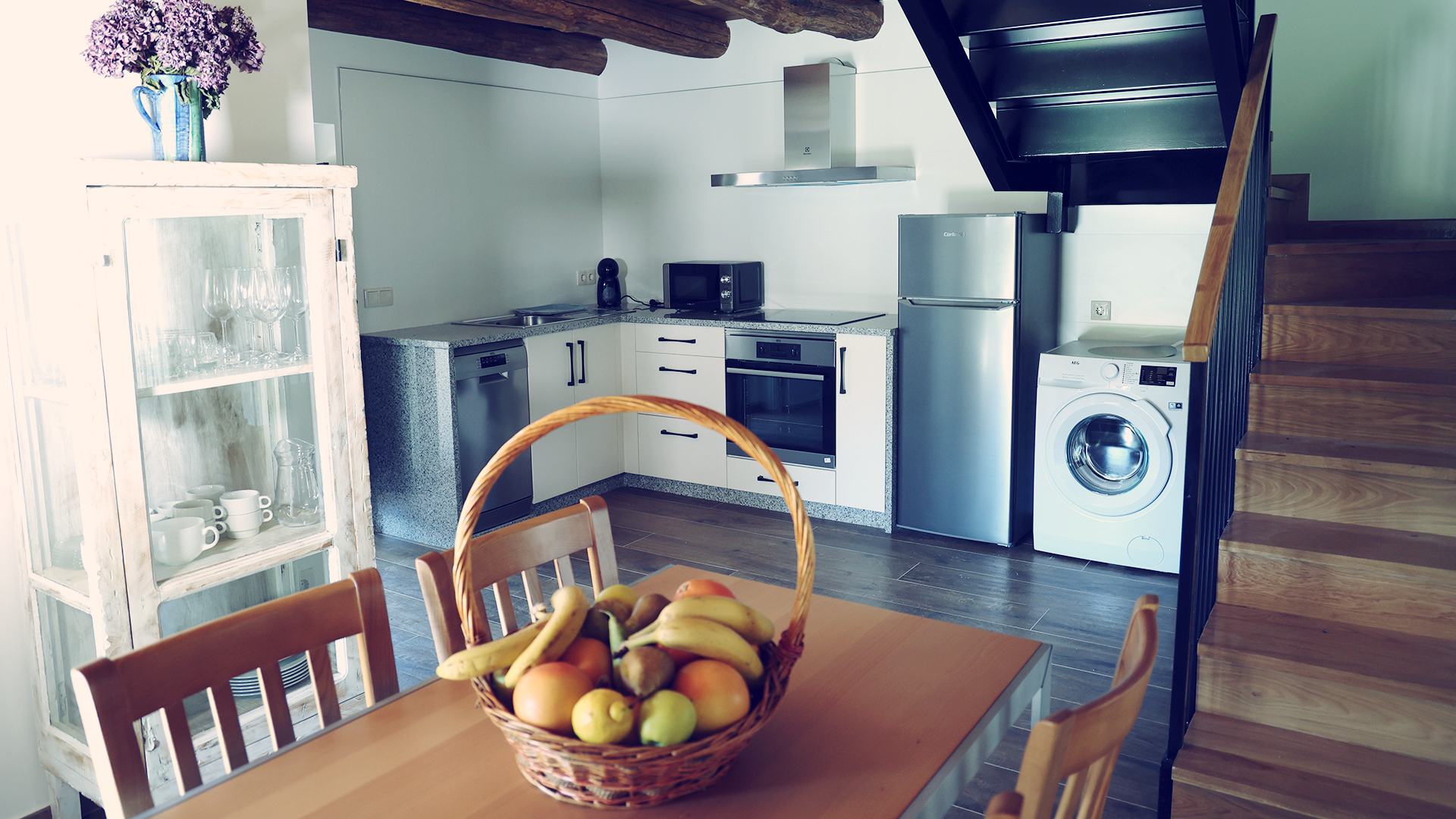 Fotografía de la cocina a la Casa Rural Os prados da Albela