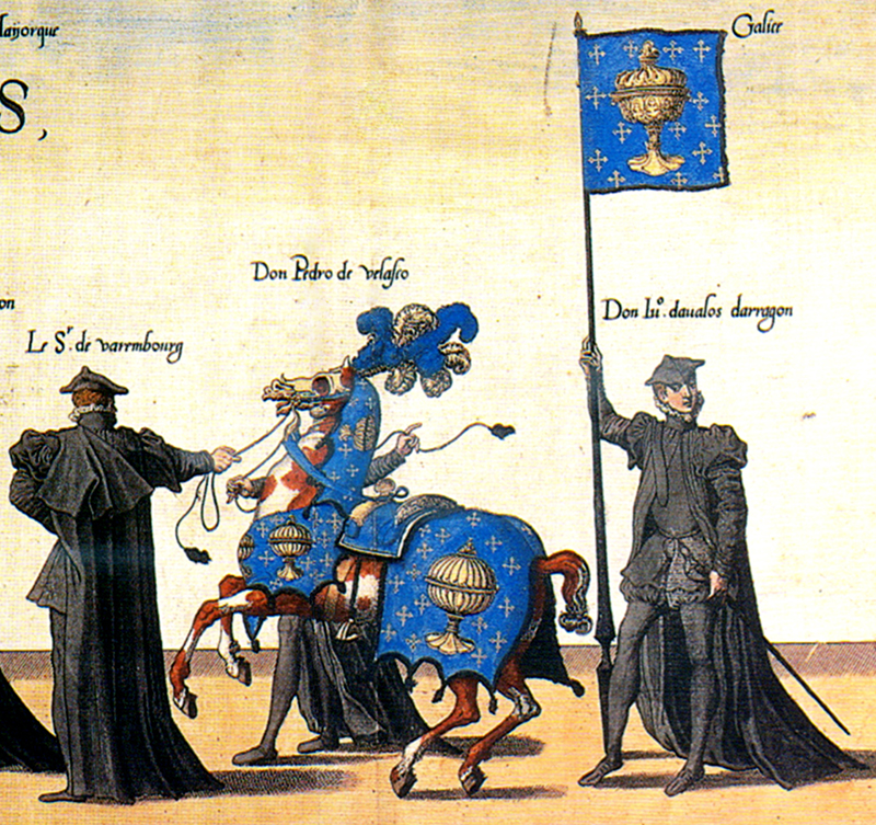 Ilustración del siglo XVI donde se representa el estandarte del escudo de armas del Reino de Galicia Ilustración del siglo XVI donde se representa el estandarte del escudo de armas del Reino de Galicia